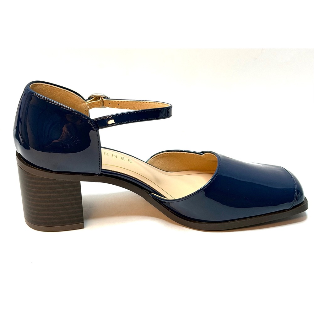 Journee Collection Women Evangeline Block Heel Square Toe Pumps Navy sir 7M NWT - Picture 7 of 11